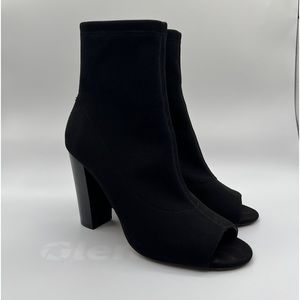 Aldo Black Stretchy Open Toe 4” Heel Booties - size 10